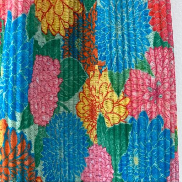 Zara Mod Retro Floral Wide Leg Palazzo Pants size small Pink Green Yellow - Picture 9 of 10